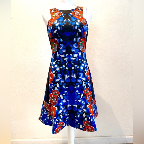 Karen Millen Dresses & Skirts - Karen Millen Blue Red Floral Stretch Cocktail Dress Size 6